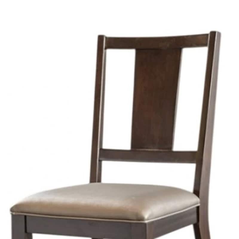 Witzy Side Dining Chair Set of 2, Dark Brown Solid Poplar Wood, Gray