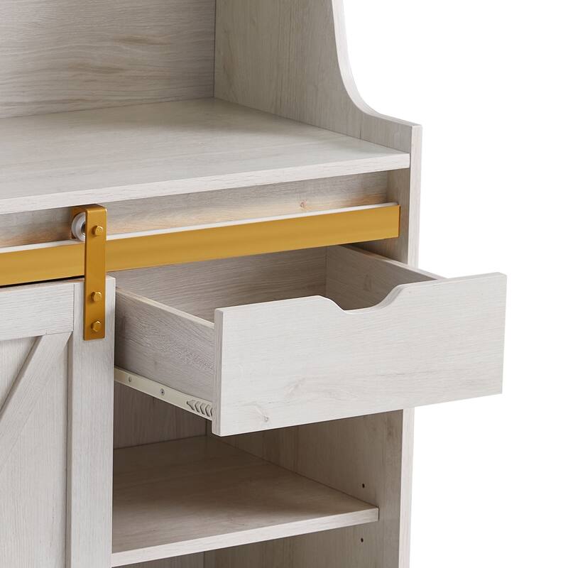 DH BASIC Farmhouse White Oak 6-Shelf Baker's Rack by Denhour