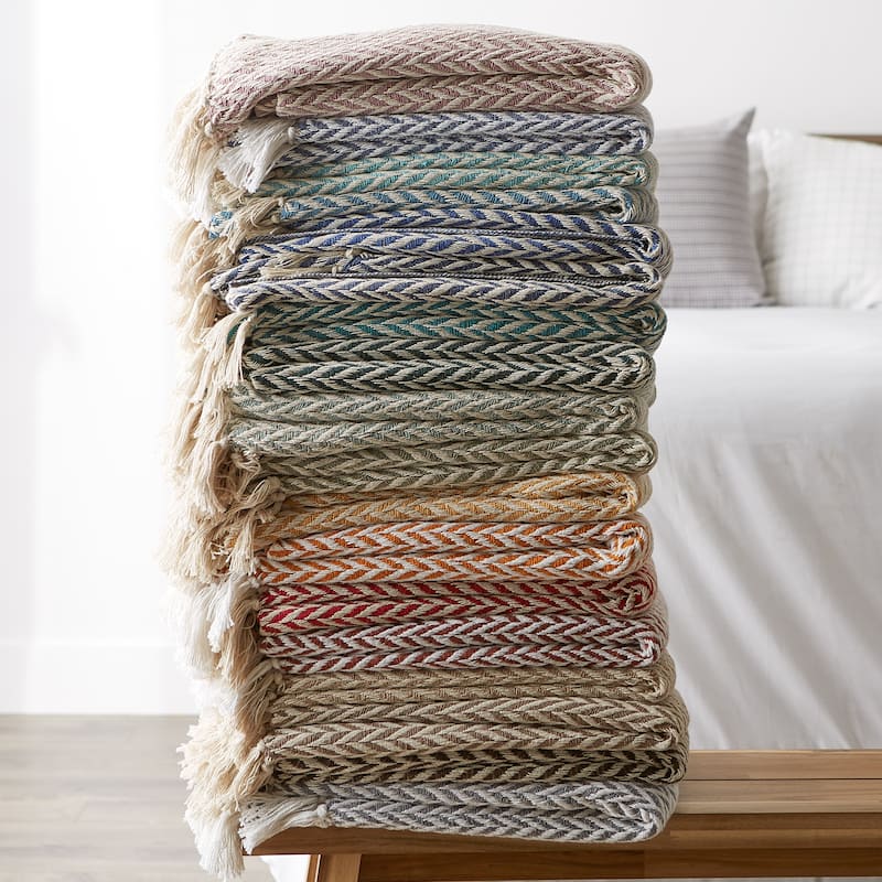 Stone Handloom Chevron Throw