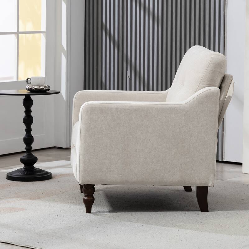 Chenille Accent Armchair, Upholstered Lounge Chair with USB Port, Single Sofa Chair with Wooden Legs & Side Storage