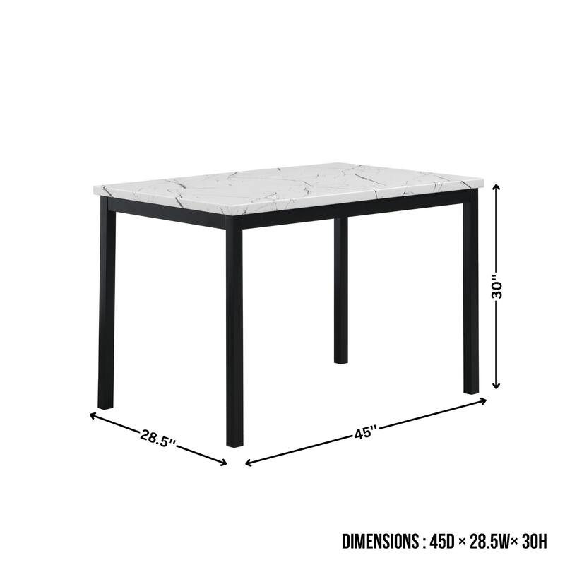 Metal Dining Table with Laminated Faux Marble Top, Ideal For Small Dining Or Breakfast Areas