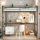 preview thumbnail 2 of 9, Twin Size Loft Bed with Cinnamon Wood Desk and Closet Rod