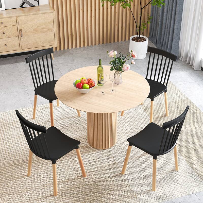 Gymax Set of 4 Windsor Dining Chairs Dining Chairs w/ Spindle Backs &