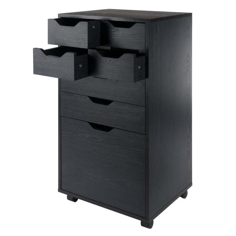 Halifax Bins & Drawers Multi-Storage Tall Mobile Cabinet, Black