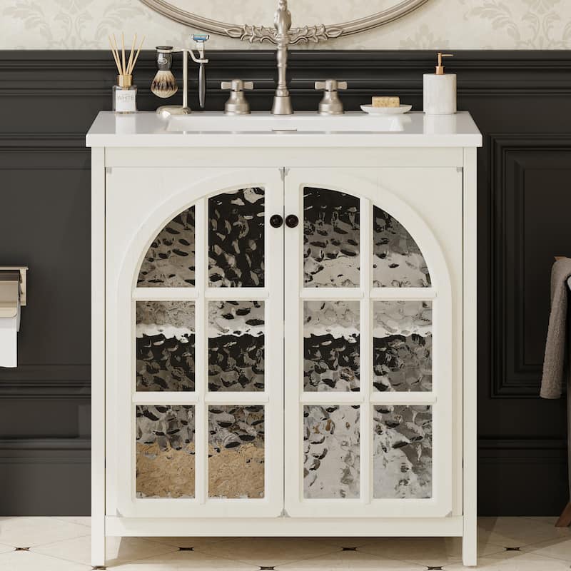 Farmhouse Bathroom Vanity with Ceramic Sink