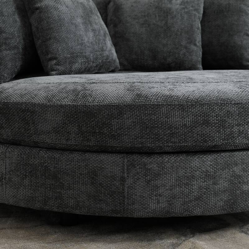 59.8''W Oversized Sofa Chair Set, Round Accent Barrel Chair With 5 Pillows and 1 Storage Ottoman