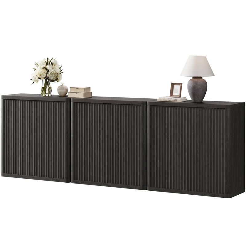 3 Multifunctional and Practical Rounded-Corner Side Cabinets - 34.6 x 15.4 x 34.2 - Black