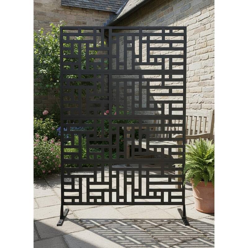 70" H Decorative Metal Garden Fences, Rust-Proof Scroll Design - D