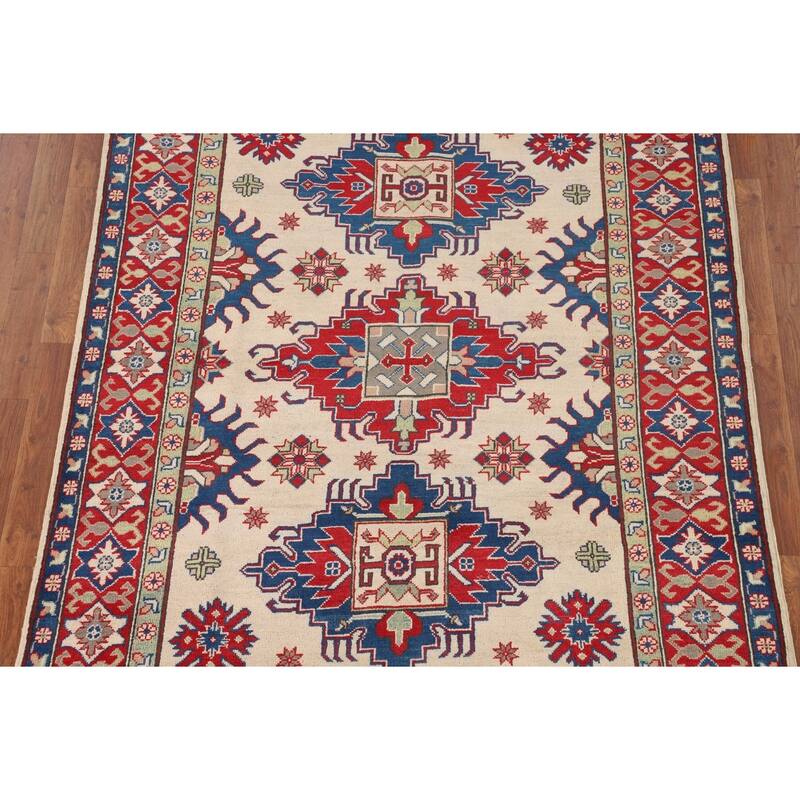 Kazak Area Rug Hand-Knotted Dining Room Wool Carpet - 5'0" x 6'8"