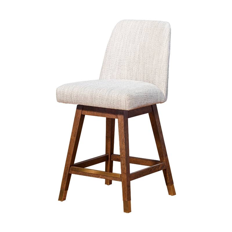 Full Back Swivel Counter Height Bar Stool with Armrest and Foam Cushion Seat Wood Frame for Kitchen