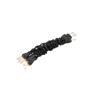 10 Light Clear Christmas Craft Mini Light Set, Non-Connectable, Black Wire, 4'