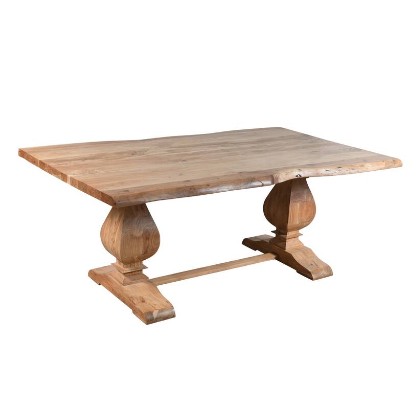 Hartford Farmhouse Live Edge Wood Dining Table, 78"L x 44"W x 30"H, Natural Finish by Sevita - 78"L x 44"W x 30"H