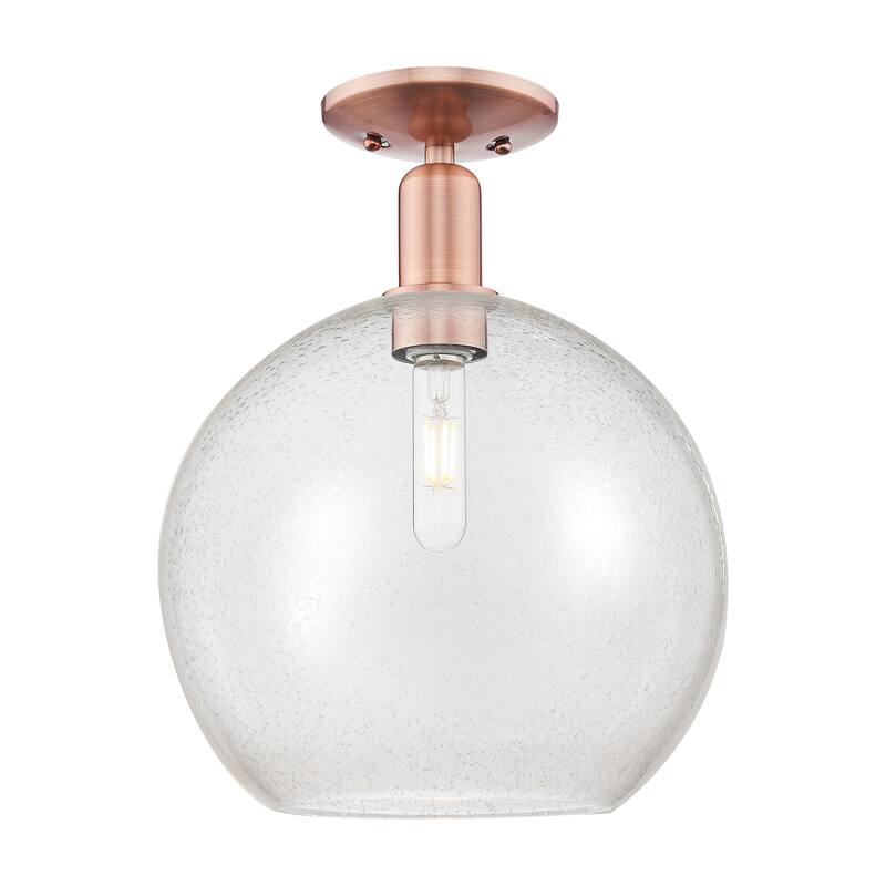 Innovations Lighting Endless Possibilities Arcadia - Athens - 1 Light 12" Semi-Flush Mount - Antique Copper/Seedy