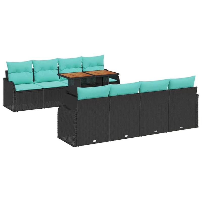 vidaXL 9 Piece Garden Sofa Set with Cushions - 90.9×24.4×27.2