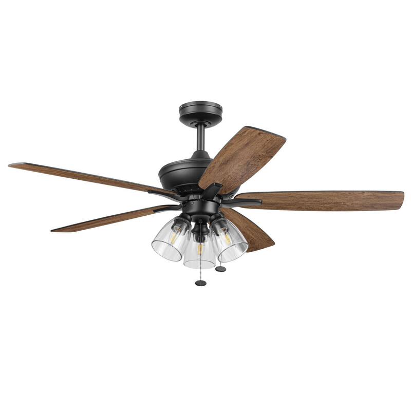 Prominence Home 52" Glenmont Indoor Matte Black Ceiling Fan with Light & Pull Chain - 52 Inches