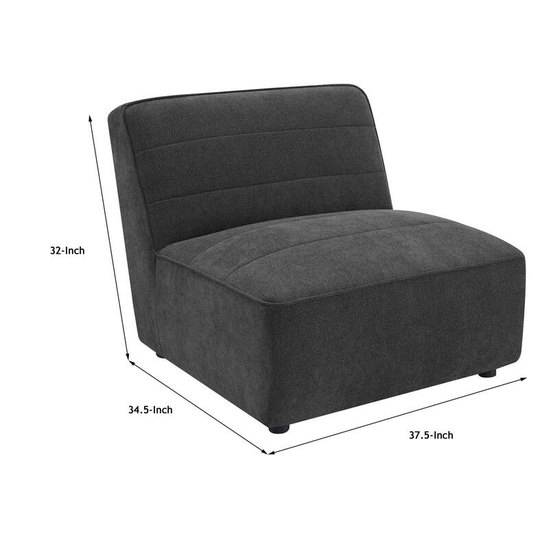 Suri 38 Inch Modular Armless Chair, Soft Modern Boucle Fabric, Gray