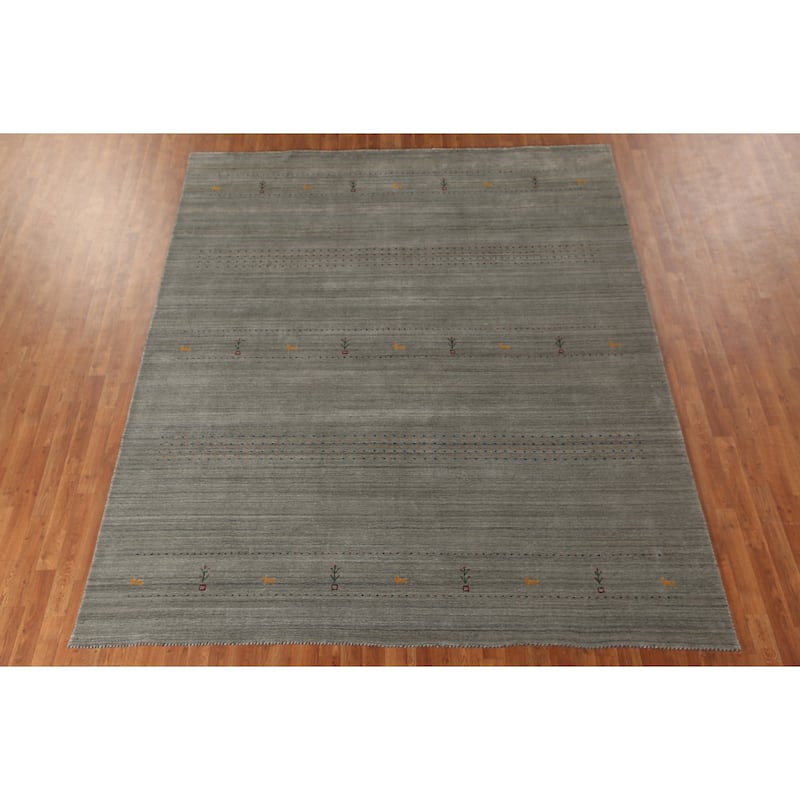 Gabbeh Indian Area Rug Hand-Knotted Wool Carpet - 8'3"x 9'10"