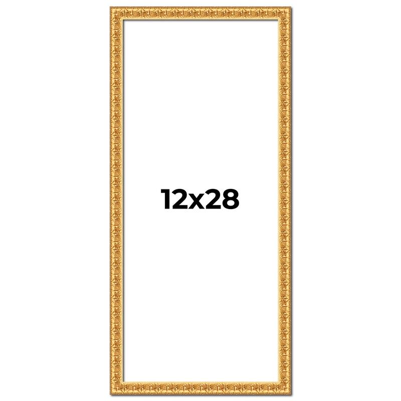 12x28 Frame Gold Real Wood Picture Frame Width 1 inches | Interior