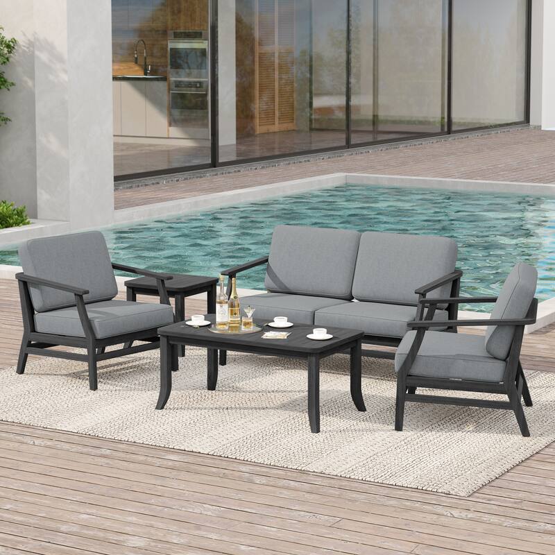 Outdoor Conversation Set Patio Chair, Loveseat with Tables