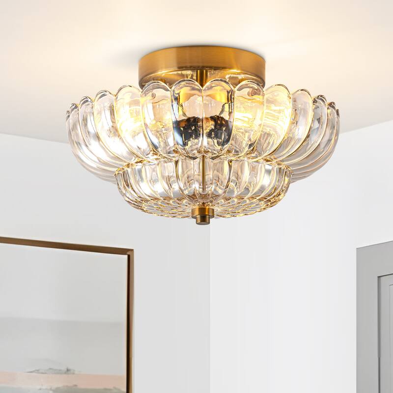 Starsky Modern 3-light Glass Semi Flush Mount - N/A - Brown