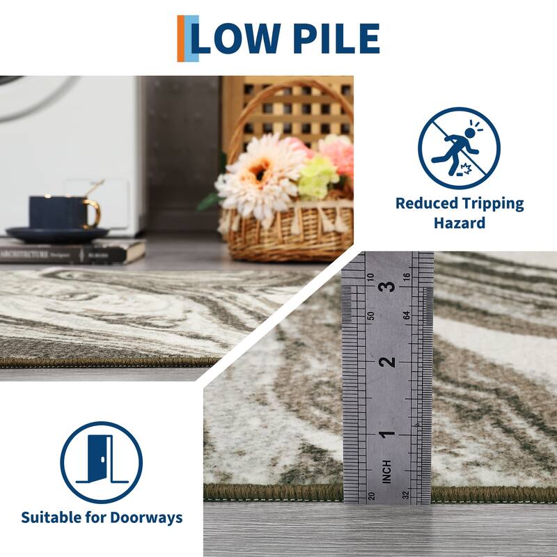 Washable Area Rugs for Living Room, Soft Modern Abstract Rug Non Slip Low Profile Carpets for Bedroom Dining Room