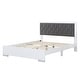preview thumbnail 5 of 14, Queen Size Upholstered Bed with LED Lights and Velvet Headboard, White