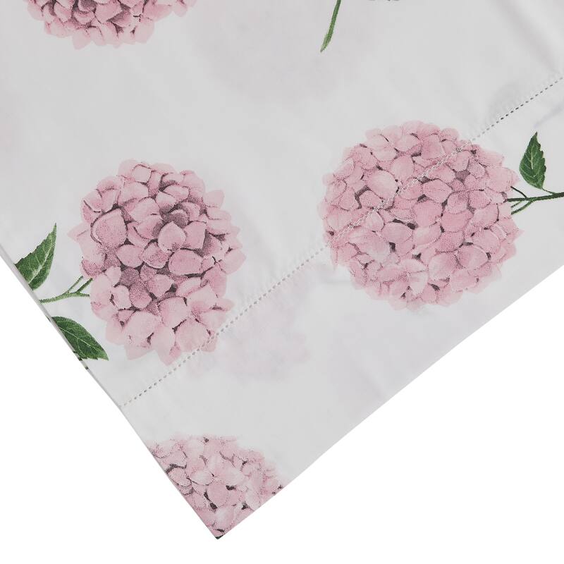 Printed Design Cotton Collection 400TC Hemstitch Pink Hydrangea Sheet Set and Pillowcases