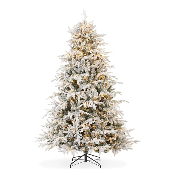 PreLit Aspen Fir Artificial Holiday Christmas Tree with Stand - Flocked - 6.5 Foot