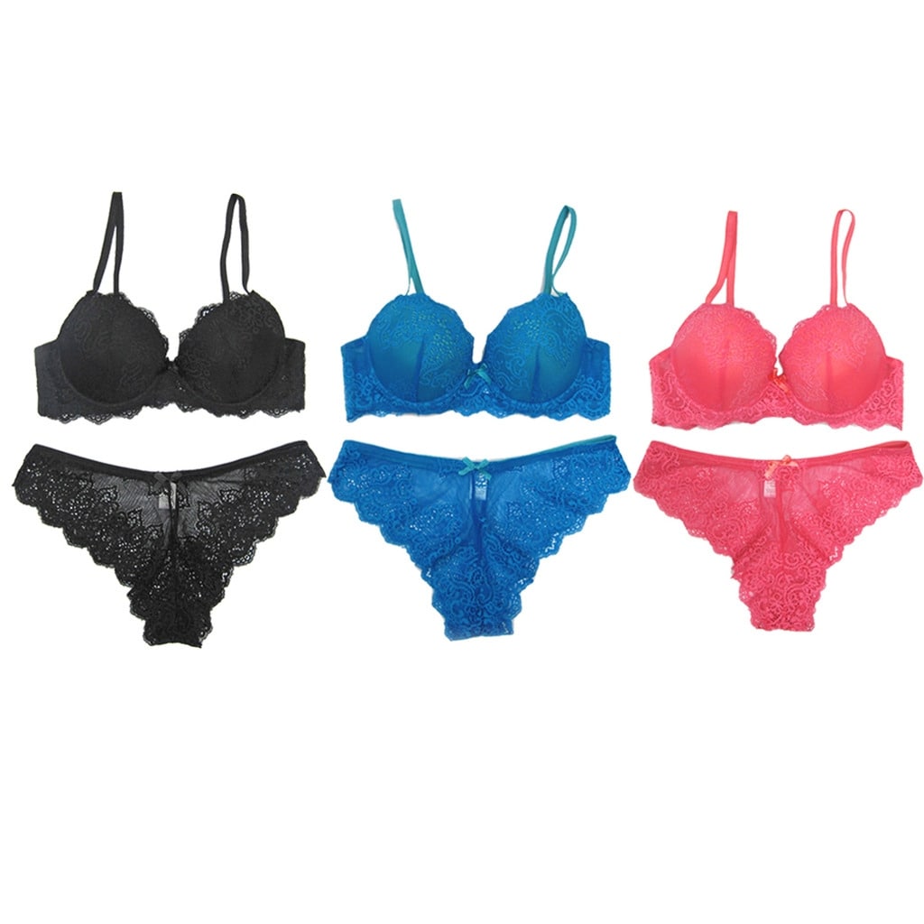 floral lace bra and panty set