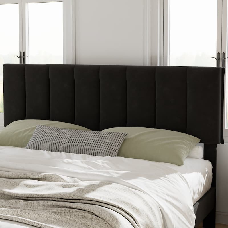 Javlergo Adjustable Height King Bed Upholstered Platform Bed 7.9" Underbed Storage No Box Spring Required Center Support Leg