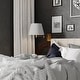 preview thumbnail 2 of 5, Chapeau Plug-In Brass Cone Motion Sensor Swing Arm Wall Lamp White Linen Shade - 12-in W x 13-in H x 22.25-in D