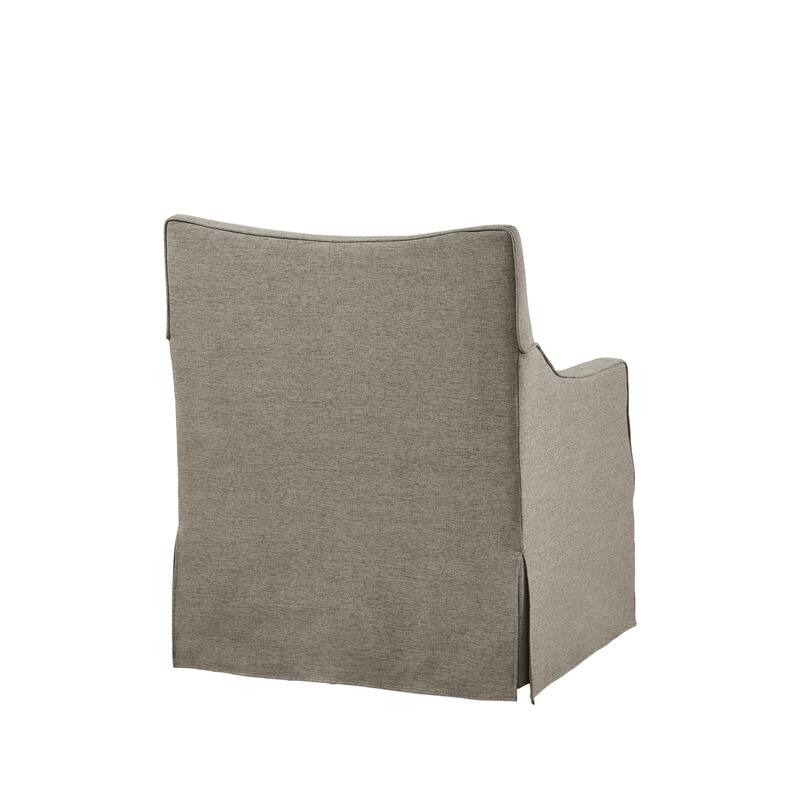 Martha Stewart London Upholstered Skirted Swivel Armchair with Lumbar Pillow