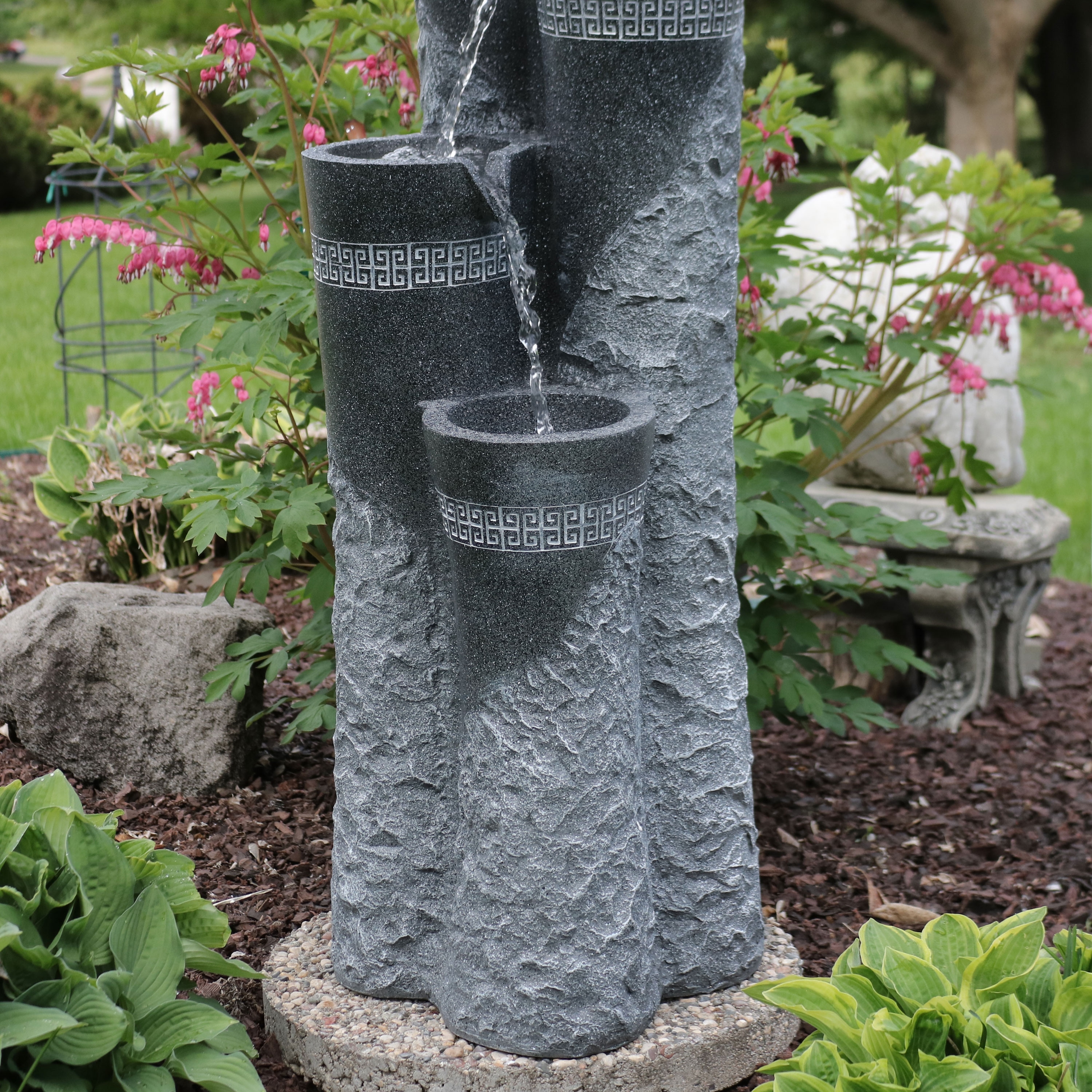 4-Tier Staggered Pillars Outdoor Water Fountain 41