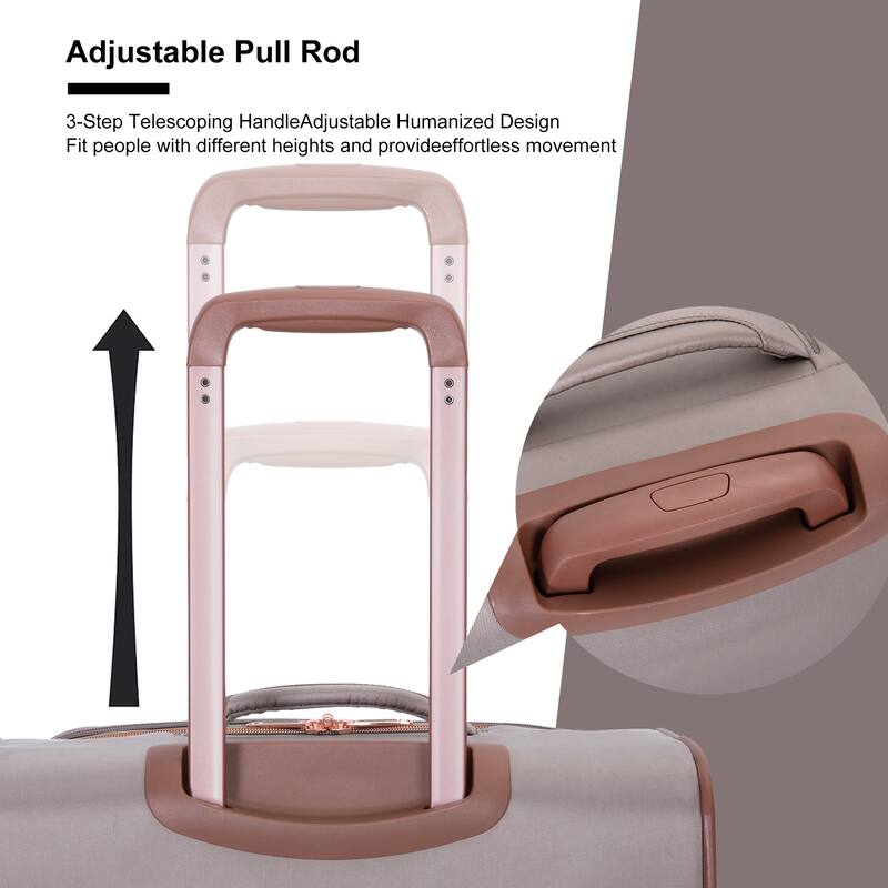 Lightweight 4-Piece Softshell Suitcase Set with Terylene Fabric, 360° Spinner Wheels, TSA Lock