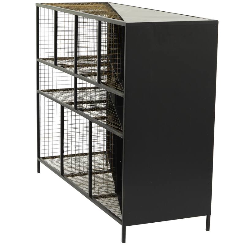 Metal 9 Storage Cupboard Console Table - Black - Roche River Decor