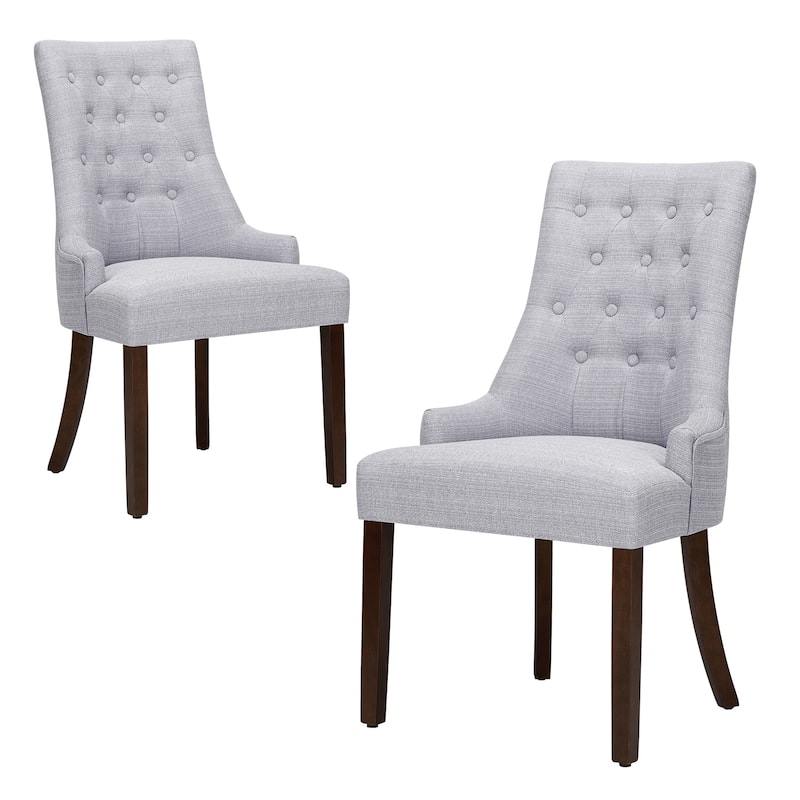 Wingback Upholstered Dining Chairs, Fabric Side with Tufted Button