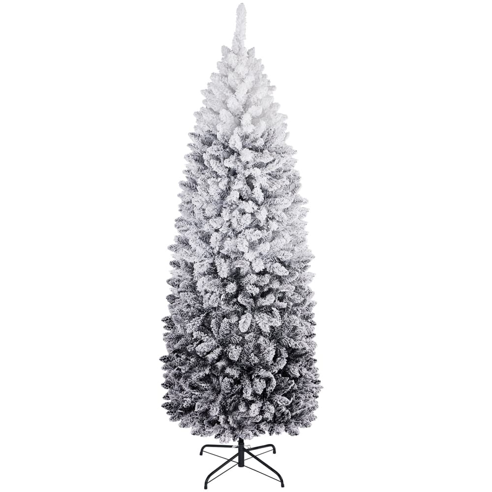 Yaheetech Pre-lit Flocked Pencil Artificial Christmas Tree