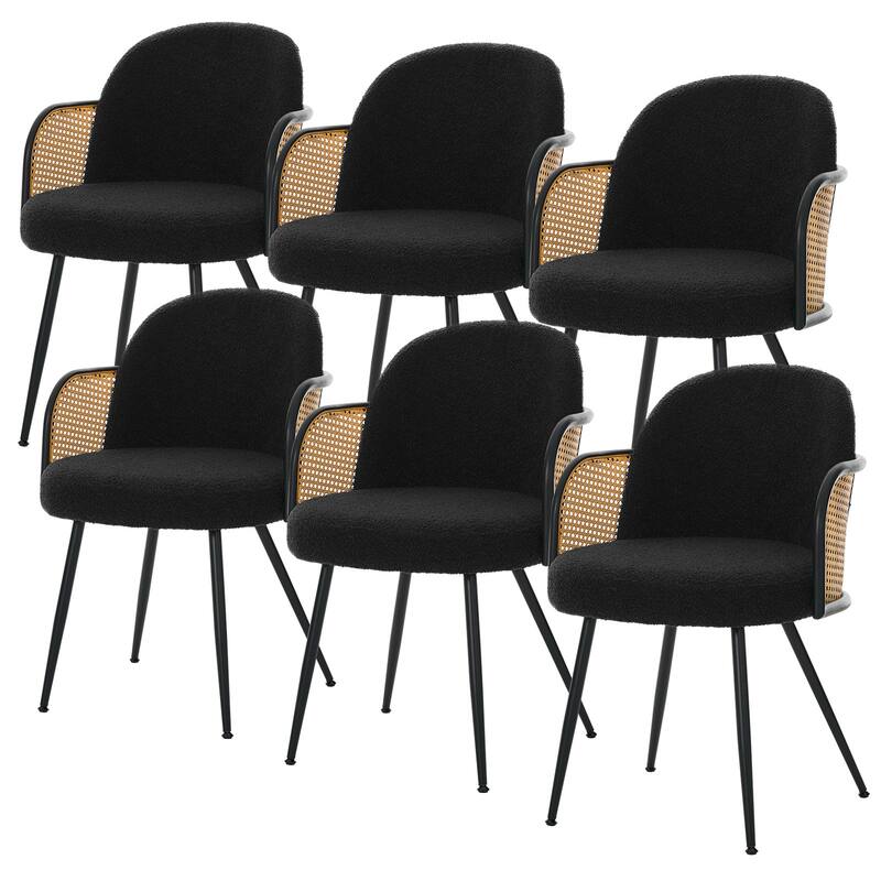 Upholstered Rattan Dining Chairs Set of 2, Arm Side Chair - 21.8" W x 24.2" D x 33" H
