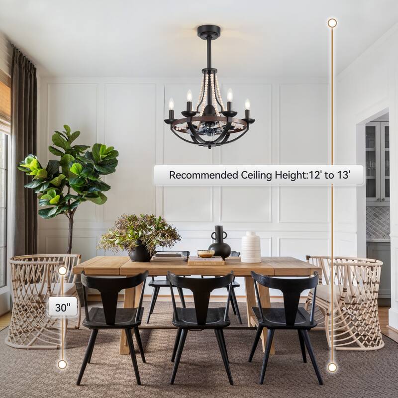 22-Inch Distressed White 7-Blade Crystal Chandelier Ceiling Fan with Light and Remote