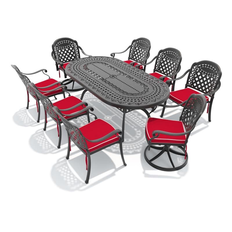 9-Piece Outdoor Dining Set with 1 Table and 8 Chairs, All-Weather Aluminum Outdoor Patio Sets