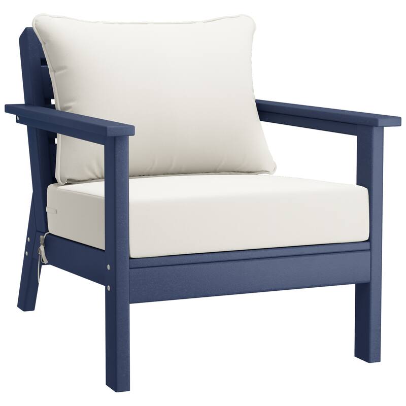 Birchwood All Weather HDPE Outdoor Patio Navy Blue Deep Seating Conversation Set (5-Piece Set)