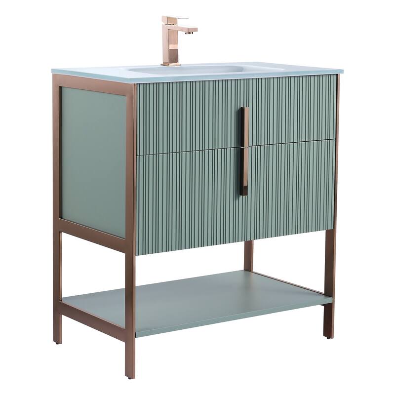 Fine Fixtures Serenity Modern Bathroom Vanity with White Glass Top
