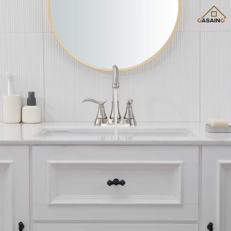 4 in. Centerset Double Handle Bathroom Faucet with Drain Kit Included