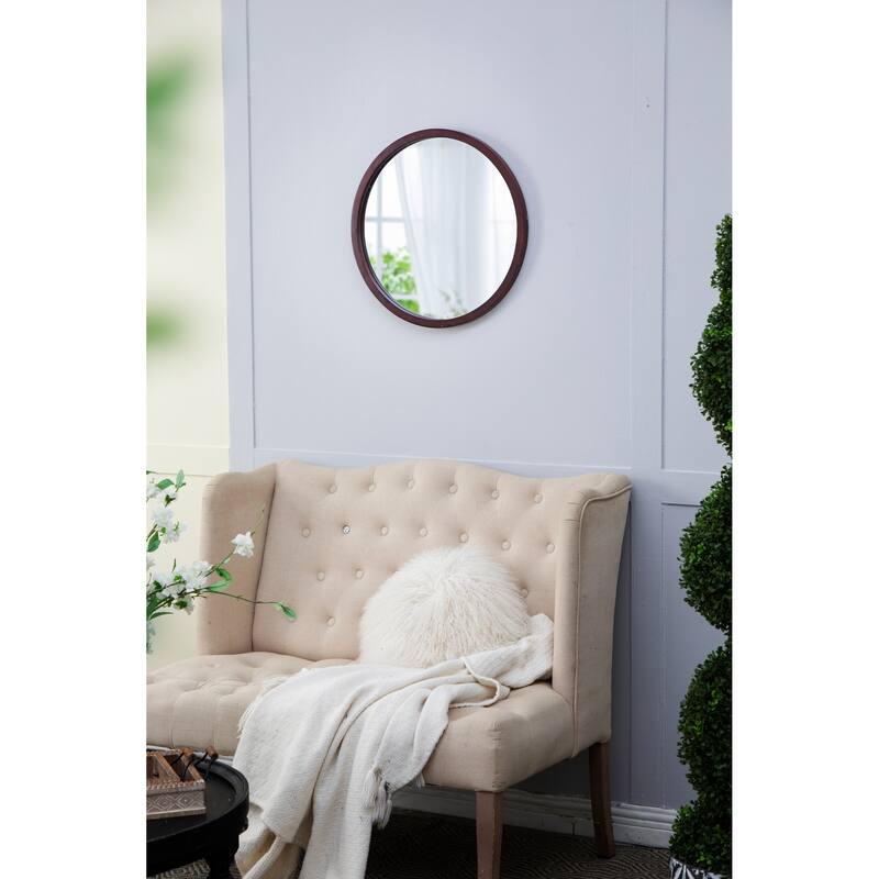 20" x 20" Circle Wall Mirror with Wooden Frame,Wall Mirror for Living Room Dining Room
