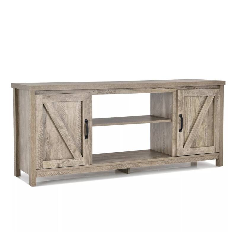 TV Stand Media Center 59" W/ Storage Cabinet for 65" TV Natural - 58 inches