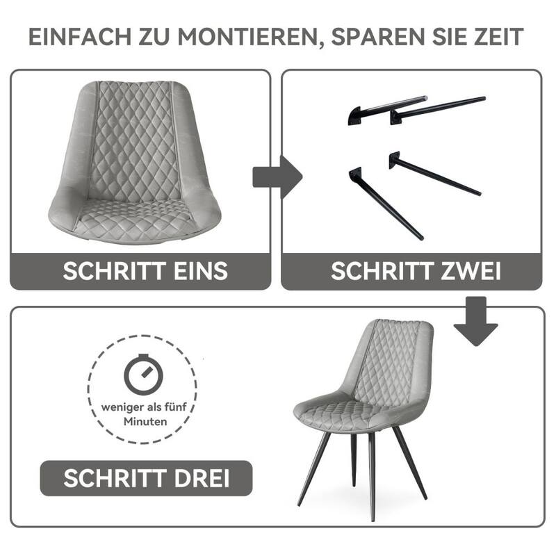 Leather Dining Chair with Metal Legs （Set of 2）