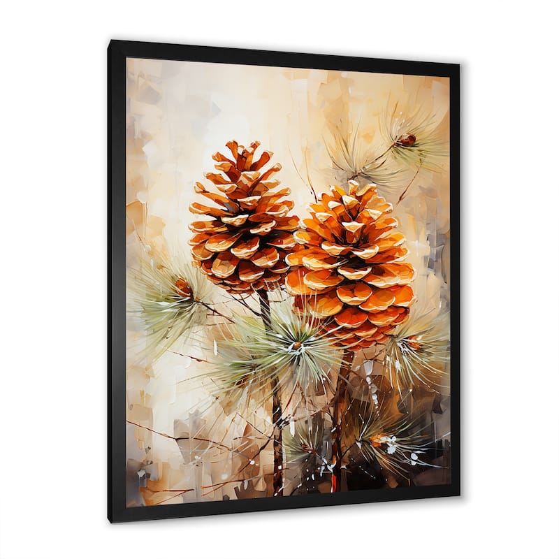 Designart "Spruce Pine Tree Forest IV" Tree Pine Wall Decor Brown - Traditional Bedroom Framed Canvas Wall Art