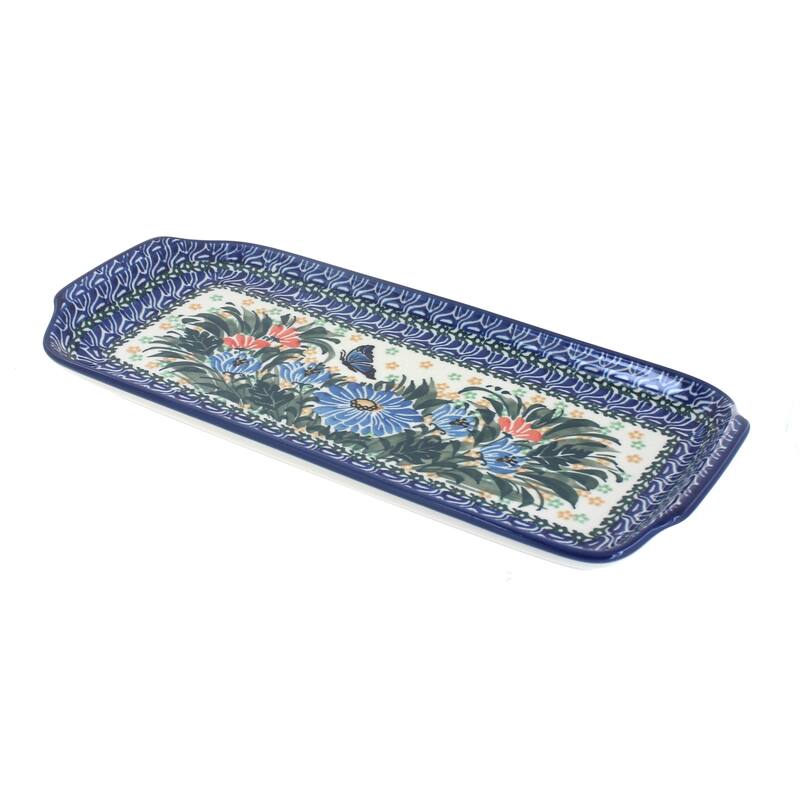 Blue Rose Polish Pottery 410 Ceramika Artystyczna Bread Tray