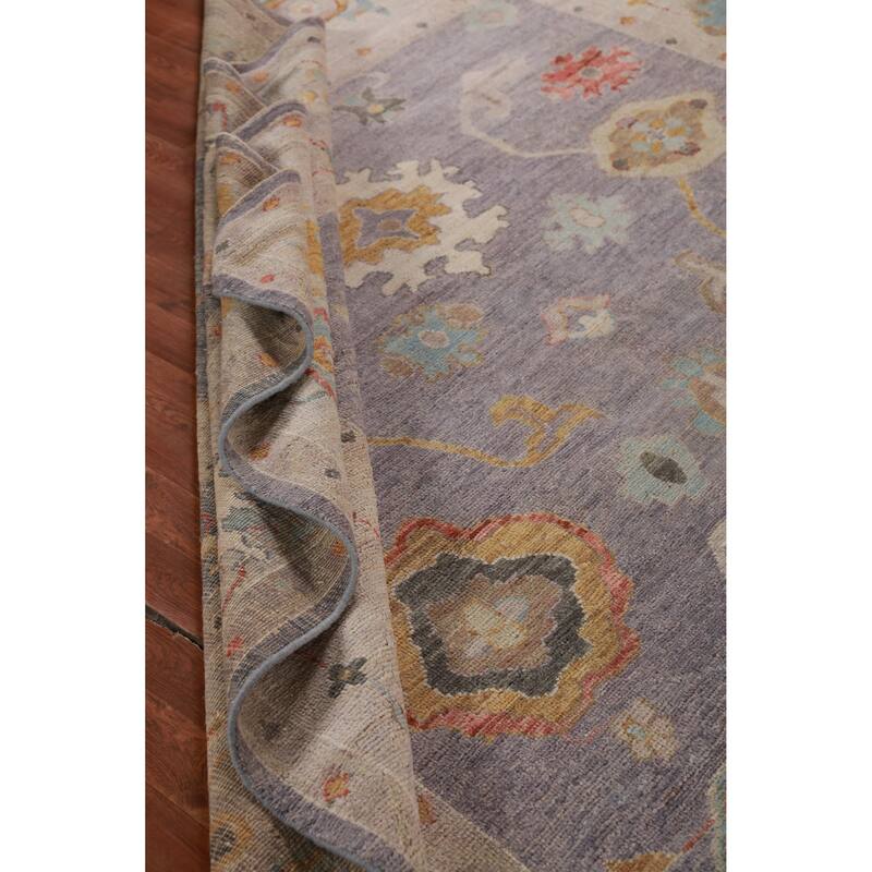 Hand Knotted Oriental 100% Wool Carpet Transitional All-Over Purples Oushak Area Rug - 9' 8'' X 8' 3''
