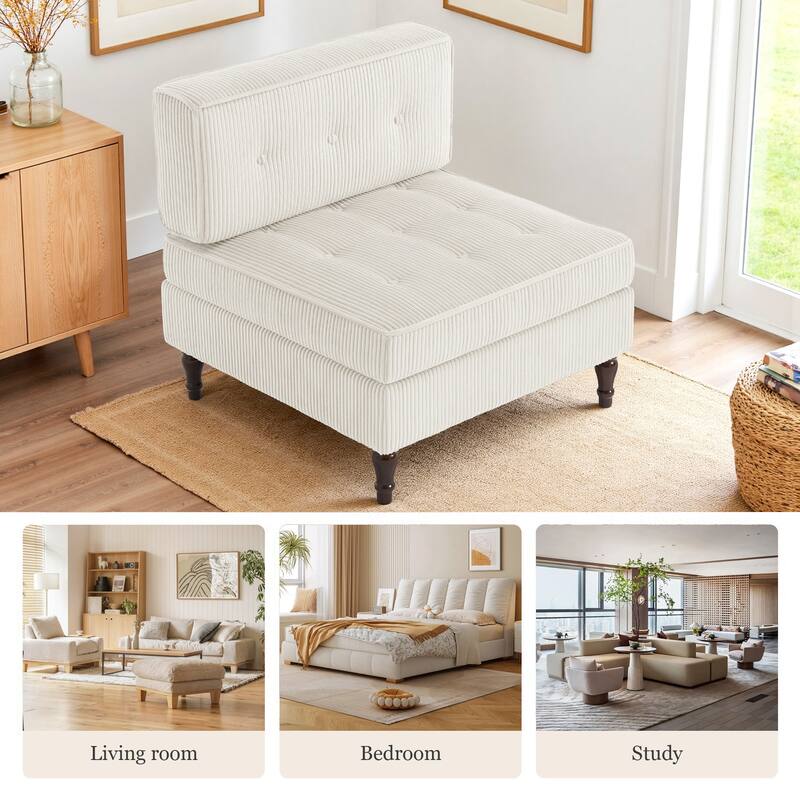 32.57" W Upholstered Corduroy Armless Accent Chair